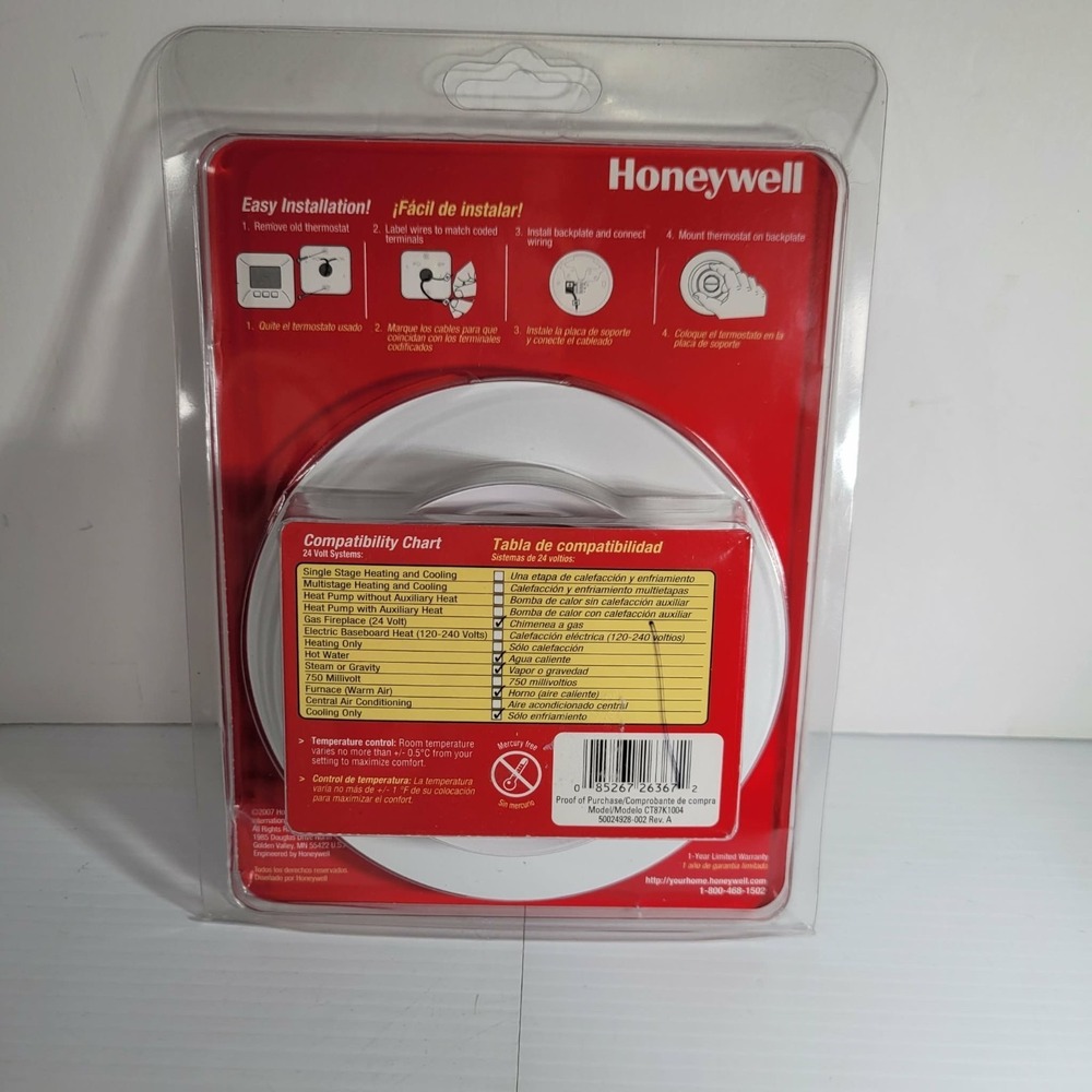 Honeywell Home Round Non Programmable White Thermostat Classic Design 80‎ CT87K - Picture 6 of 9